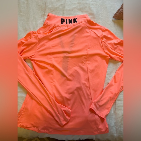 Victoria’s Secret Pink NWOT Quarter Zip Coral Salmon Long Sleeve Sweatshirt - Picture 9 of 10